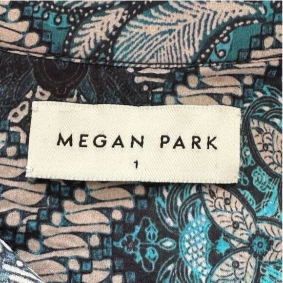 Megan Park Aulia Silk Blend Blouse Geometric Floral Block Print Size 6 - Picture 8 of 12